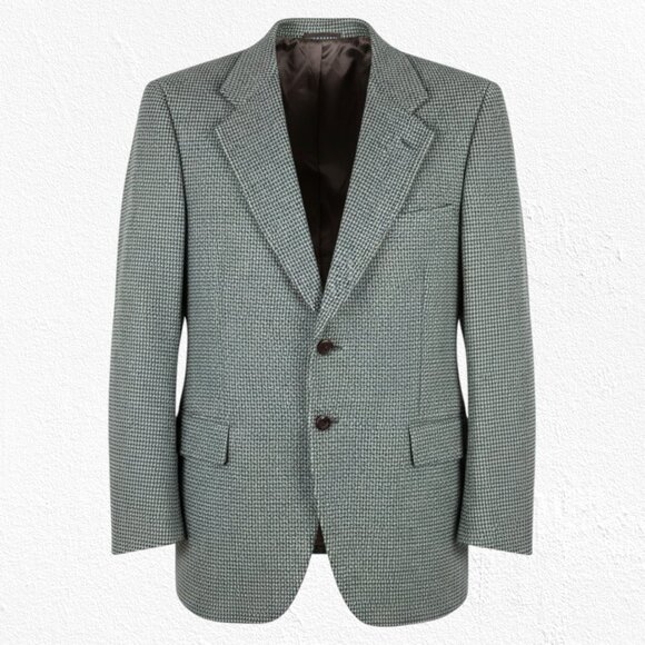 1950s Vintage Green Harris Tweed Blazer Jacket USA Made Scottish Wool Size 46R - Picture 1 of 14
